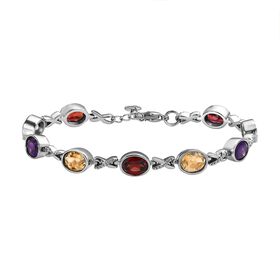 Afrikanisches Amethyst,himmelblaues Topas, rotes Garnet und Citrin-Armband, 18 cm - 12,52 ct.