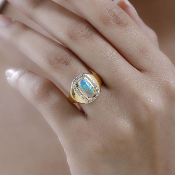 Natürlicher, äthiopischer Welo Opal und Zirkon-Ring - 1,31 ct. image number 3