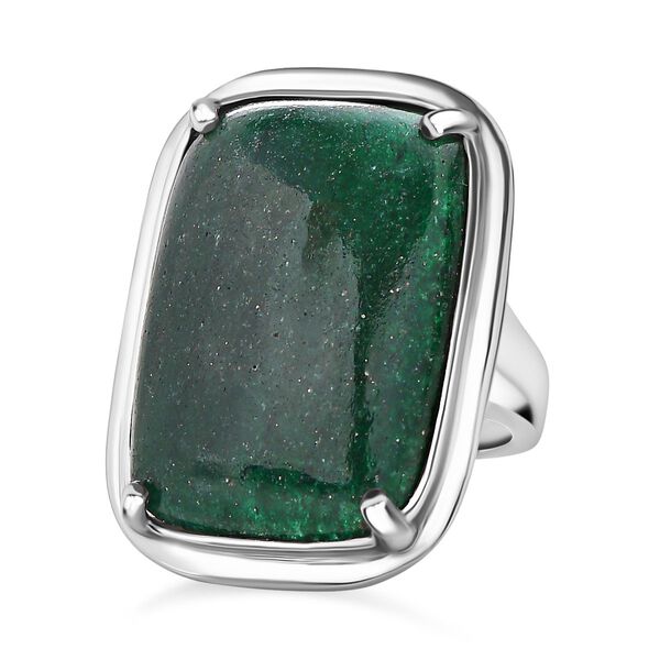 Gr&uuml;ner Aventurin Ring, Edelstahl (Gr&ouml;&szlig;e 20.00) ca. 26.52 ct