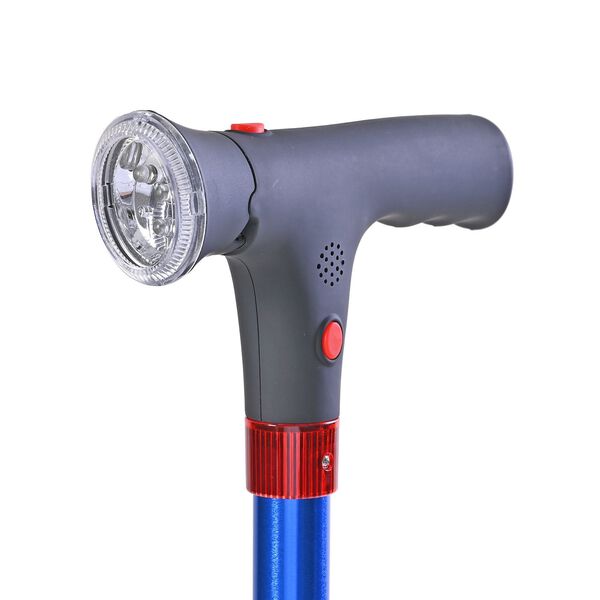 Klappbarer Smart-Walking-Stick mit drehbarem LED-Frontlicht und SOS-Alarm, Blau image number 6