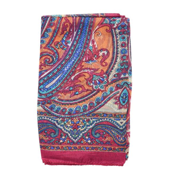 Bedruckter Seidenschal, 48x160cm, Fuchsia image number 5