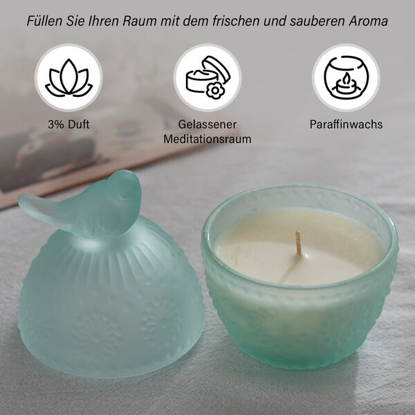 Premium Kollektion: Handgefertige Duftkerze im Glasgef&auml;&szlig;, 18h Brenndauer, Mintgr&uuml;n image number 3