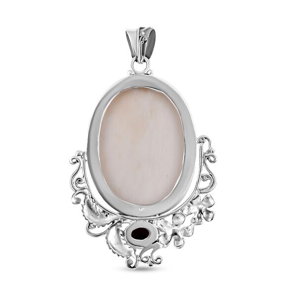 Royal Bali - roter Granat und Ox-bone Anh&auml;nger, 925 Silber Schwarz oxidiert ca. 0,97 ct image number 4