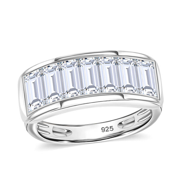LUSTRO STELLA Hergestellt mit ZIRKONIA Half Eternity Ring 925 Silber Platin-&Uuml;berzug image number 4