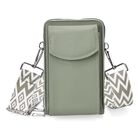 Crossbody-Tasche mit RFID-Schutz, 2 Hauptfächer mit Reißverschluss, 6 Kartenfächer, abnehmbarer Schultergurt, 11x6x17,5 cm, Grün