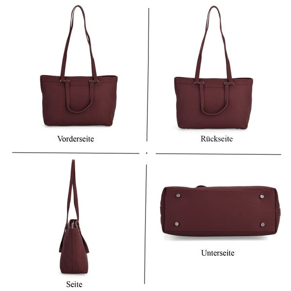 Leder-Shopper mit Doppelhenkel, 30x12x23 cm, Burgunder image number 5