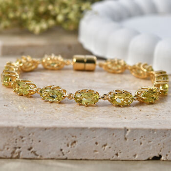 D'Joy AAA Ouro Verde-Quarz Armband ca. 19 cm 925 Silber 750 Gelbgold vermeil ca. 13,82 ct.