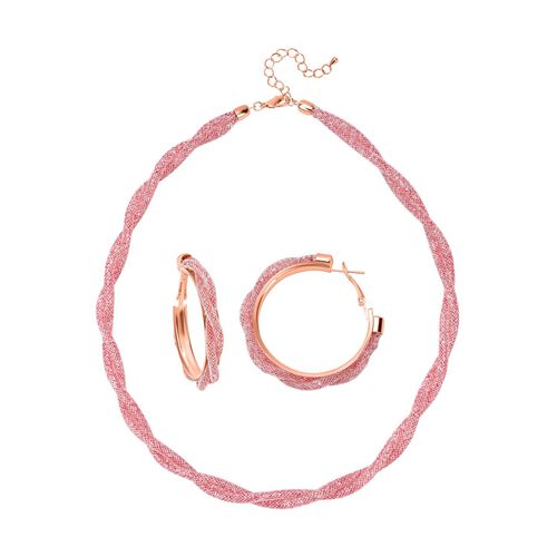 Rosa Kristall Schmuckset Reines Messing image number 0