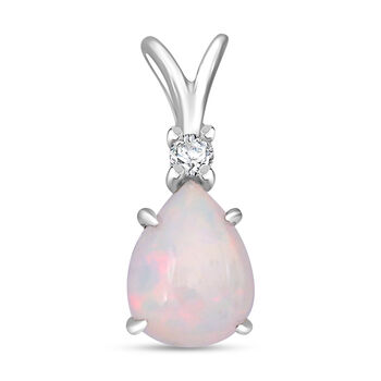 AA Nat&uuml;rlicher, &auml;thiopischer Welo Opal und Moissanit Anh&auml;nger - 0,80 ct.