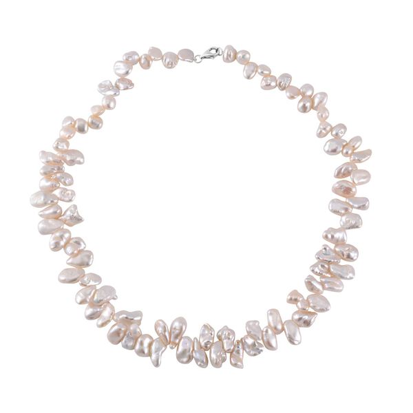 Weiße Keshi Perlen Halskette, ca. 180,00 ct. image number 3