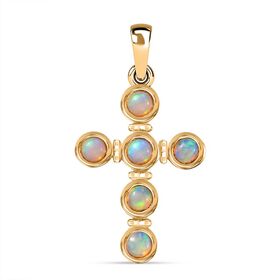 AA Natürlicher, äthiopischer Welo Opal Anhänger 925 Silber vergoldet ca. 0.47 ct