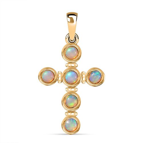 AA Natürlicher, äthiopischer Welo Opal Anhänger 925 Silber vergoldet ca. 0.47 ct image number 0