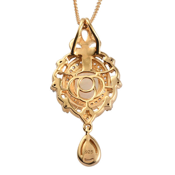 Nat&uuml;rlicher, &auml;thiopischer Opal, Chromdiopsid und Zirkon-Anh&auml;nger mit Kette in Silber image number 5