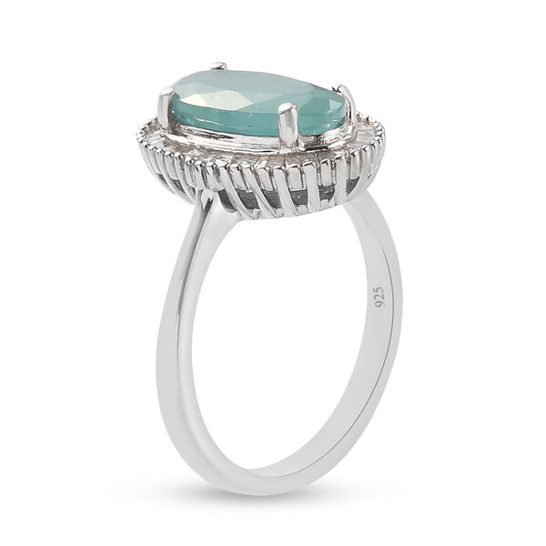 Grandidierit und Diamant Halo Ring 925 Silber Platin-&Uuml;berzug image number 5