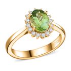 AAA Grüner Turmalin, Weißer Diamant Ring 417 Gold (Größe 16.50) ca. 1,60 ct