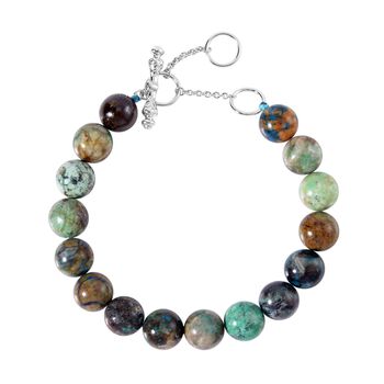 AAA Chrysokoll, Roter Granat Armband ca. 18 cm 925 Silber rhodiniert ca. 126.09 ct