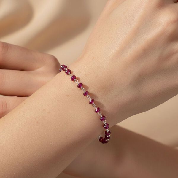 Afrikanischer Rubin (Fissure gef&uuml;llt) Armband ca. 19 cm 925 Silber ca. 6,00 ct. image number 2