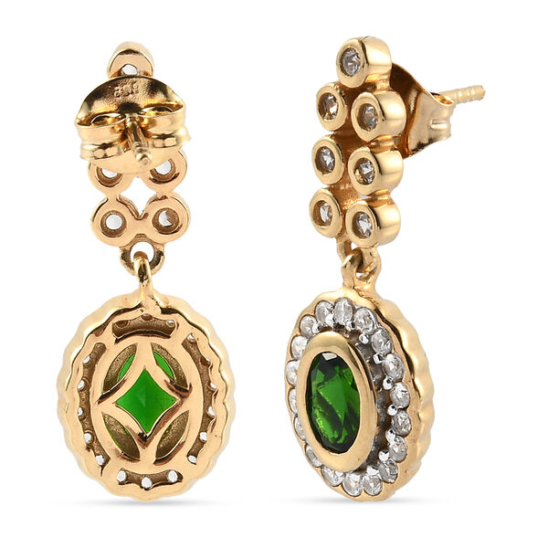 Nat&uuml;rlicher Chromdiopsid und Zirkon Ohrh&auml;nger 925 Silber vergoldet ca. 1,90 ct&nbsp; image number 3