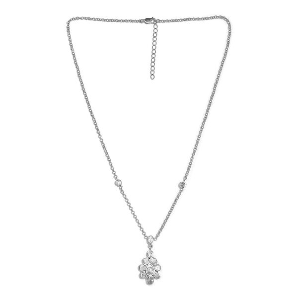 Handgearbeitete, nat&uuml;rliche Polki Diamant-Halskette, 45 cm - 1 ct. image number 3