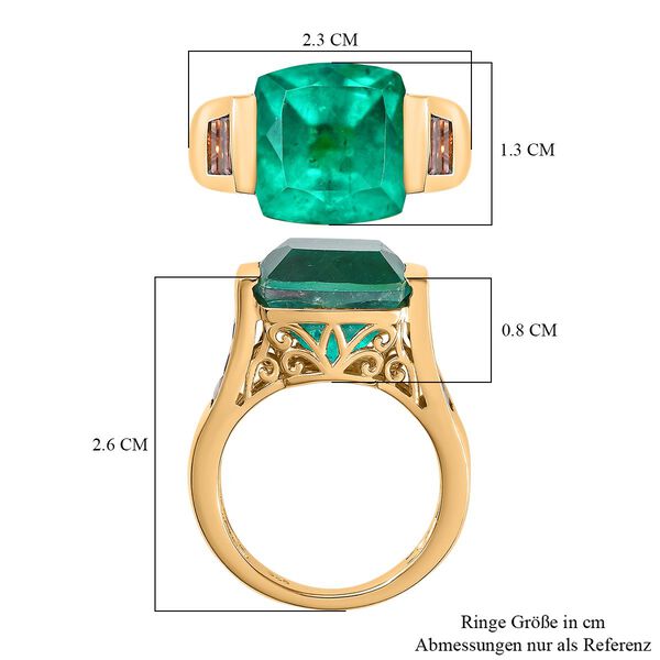 Smaragd-Quarz Triplette, Roter Granat Ring 925 Silber 750 Gelbgold Vermeil (Größe 17.00) ca. 10,81 ct image number 7