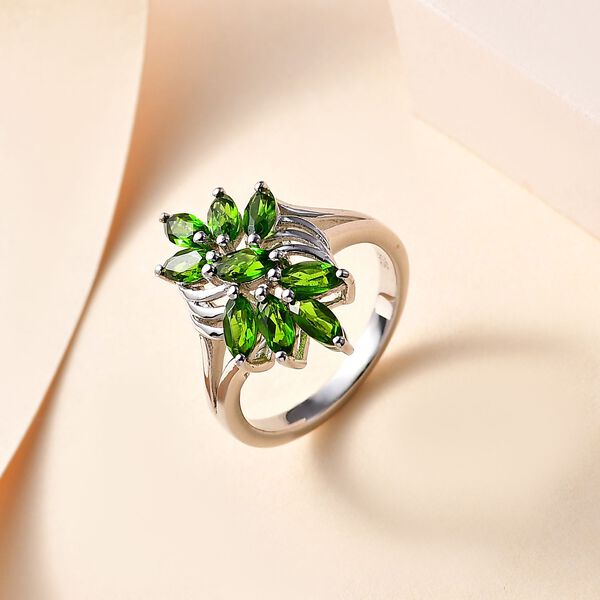 Nat&uuml;rlicher Chromdiopsid Ring 925 Silber rhodiniert (Gr&ouml;&szlig;e 16.00) ca. 1,51 ct image number 2