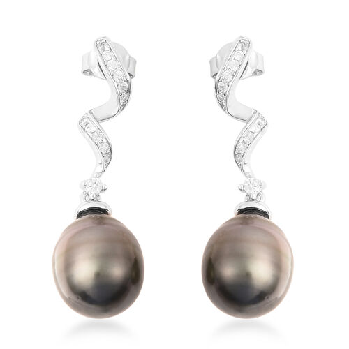 Tahiti Perle und Zirkon Ohrhänger 925 Silber rhodiniert  image number 0