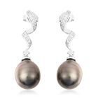 Tahiti Perle (11-12 mm) und Zirkon Ohrringe 925 Silber rhodiniert