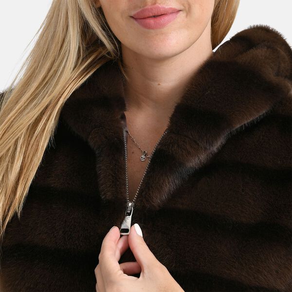 Weste mit Kapuze aus Webpelz, Einheitsgröße, Dunkelbraun image number 7