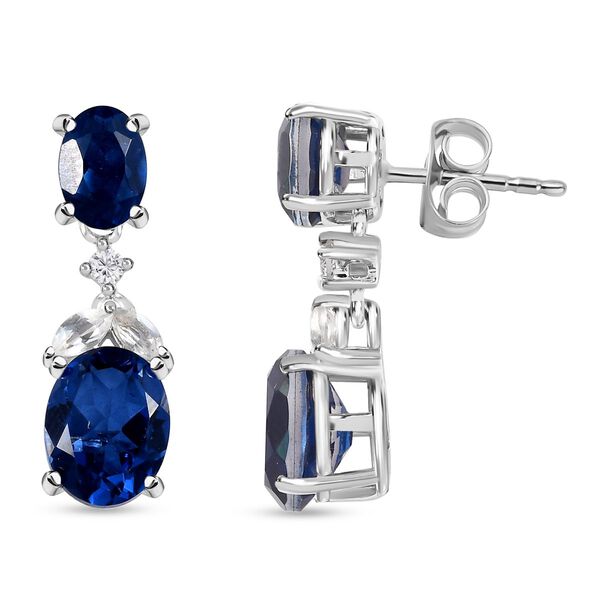 Ceylonfarbene Quarz und wei&szlig;e Topas-Ohrringe - 6,60 ct. image number 4