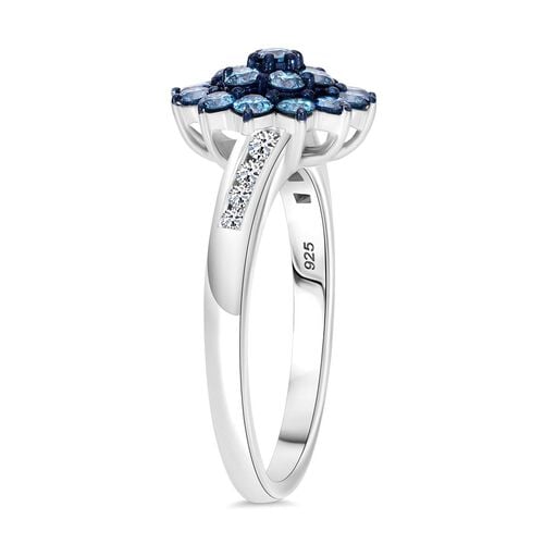 LUXURIANT DIAMOND -Lab Grown Blauer Diamant SI-GH, Lab Grown Diamant SI-GH SGL zertifiziert Ring 925 Silber rhodiniert (Größe 21.00) ca. 1.02 ct image number 2