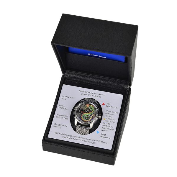 WILLIAM HUNT LIMITIERTE EDITION - Drachen Uhr Seiko Automatik Uhrwerk, 21 Jeweils, Saphir Mineralglas, 5 ATM Wasserdicht, Edelstahl image number 10
