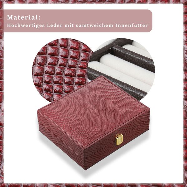 Echtleder Schmuckschatulle mit Eidechsen-Prägung, weinrot image number 6