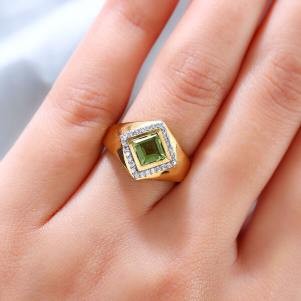 Natürlicher Peridot und Zirkon-Ring, 925 Silber vergoldet  ca. 1,69 ct image number 3