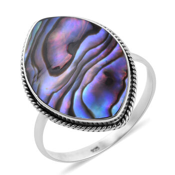 Royal Bali Kollektion - Abalone Muschel Ring 925 Silber (Gr&ouml;&szlig;e 16.00)