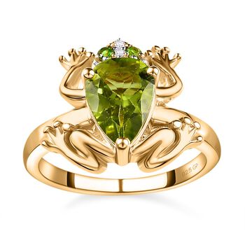 GP Trionfo Kollektion - Nat&uuml;rlicher Peridot, Nat&uuml;rlicher Chromdiopsid Ring 925 Silber Gelbgold Vermeil (Gr&ouml;&szlig;e 21.00) ca. 1,93 ct