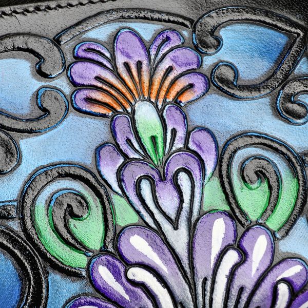 Handbemalte Leder Geldb&ouml;rse RFID, Schwarz, 22.8 x 2.5 x 12.7 cm image number 10