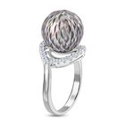Tahiti Perle, Moissanit Ring, 925 Silber rhodiniert, (Größe 21.00), ca. 0.34 ct image number 3