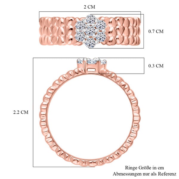 LUXURIANT SI-GH Labor Diamant Ring mit Herzmotiven, 925 Silber 750 Roségold Vermeil - 0,25 ct. image number 5