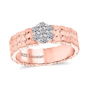 LUXURIANT SI-GH Labor Diamant Ring mit Herzmotiven, 925 Silber 750 Ros&eacute;gold Vermeil - 0,25 ct.