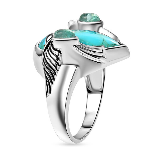 Sajen Silber - Kolibri-Harmonie-Ring, Türkis, Apatit 925 Silber rhodiniert (Größe 17.00) ca. 8.85 ct image number 5