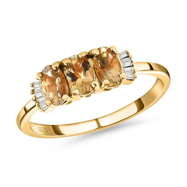 AA Nat&uuml;rlicher goldener Tansanit und Diamant-Ring - 1,03 ct. image number 4