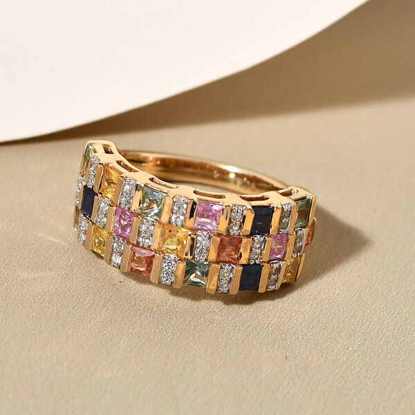 Mehrfarbiger Saphir und Zirkon-Ring - 2,61 ct. image number 2