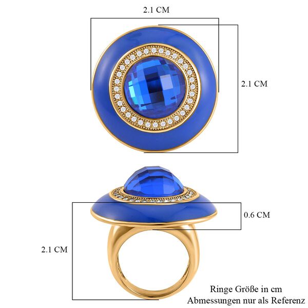 Blauer Kristall, Weißer Kristall Ring, 316L Edelstahl emailliert, (Größe 17.00) image number 6