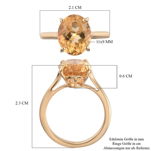 Citrin Solitär Ring 925 Silber 585 Vergoldet image number 6