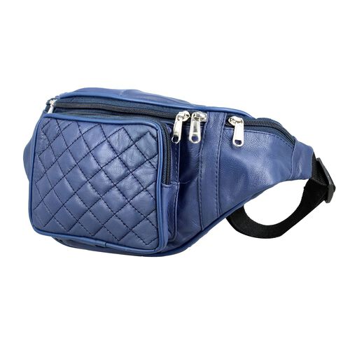 100% Echtleder-Gürteltasche in Stepp-Optik, 21,5x16,5 cm, Dunkelblau image number 1