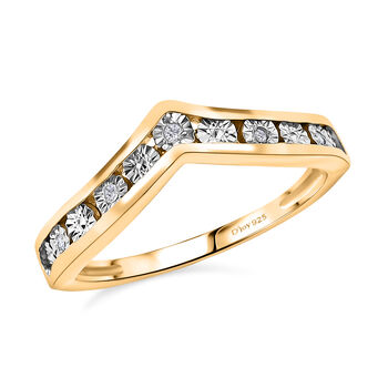 D'Joy Wishbone Ring mit Diamantakzenten, 925 Silber 750 Gelbgold Vermeil
