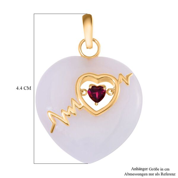 Wei&szlig;e Jade, Rhodolith Granat Anh&auml;nger 925 Silber Gelbgold Vermeil ca. 36,00 ct image number 6