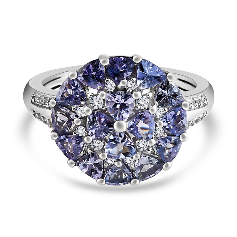 Tansanit und weißer Zirkon-Ring, 925 Silber platiniert  ca. 2,03 ct image number 0