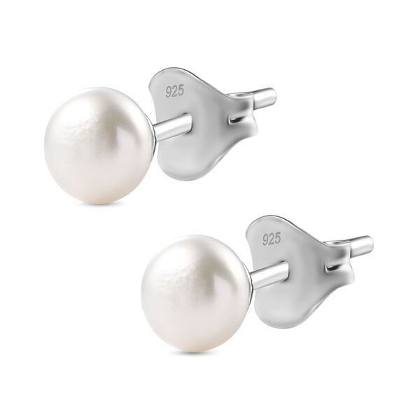 Weiße Süßwasser Perle Ohrringe image number 4