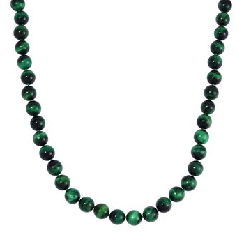 Tigerauge Halskette ca. 50 cm 925 Silber rhodiniert ca. 550,00 ct.